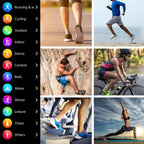 Collage of people engaging in various activities with icons on the left side.