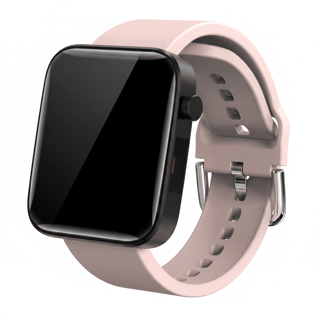 Smartwatch with a pink band on a white background